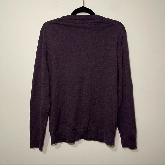 Ibex Men eggplant purple v neck long sleeve wool blend casual sweater in size L - Picture 5 of 6